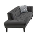 Dark Gray Velvet Tufted Chaise With 1 Accent Pillow L6626