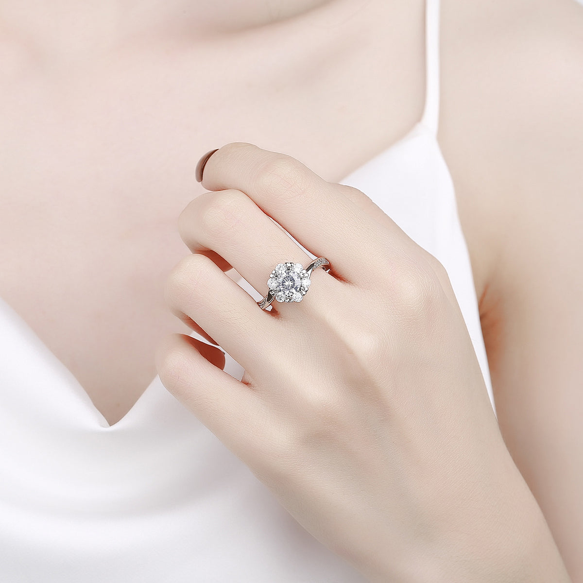 1 Carat Moissanite Adjustable Engagement Ring 925 Sterling Silver Solitaire Rings D454645