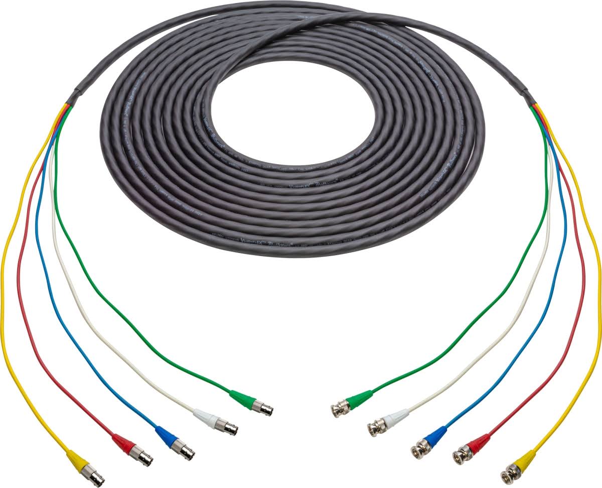 12G-SDI-4K UHD 5-Channel BNC Male to BNC Female Snake Cable Black 10 ft. F948286
