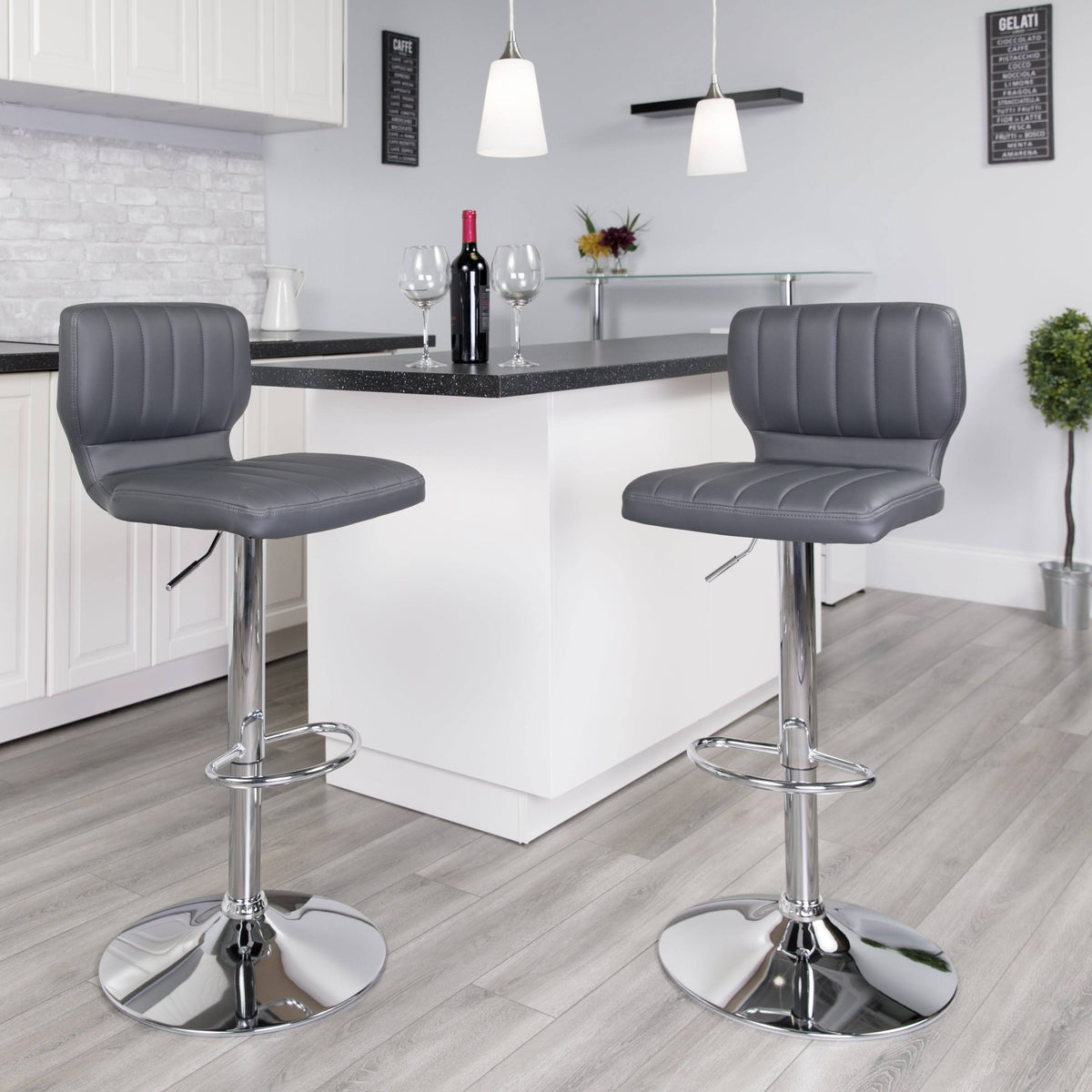 Contemporary Vinyl Adjustable Height Barstool I41338