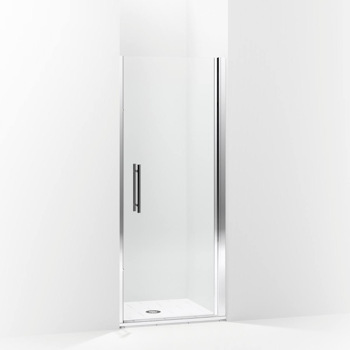Frameless Pivot Shower Door with Clear Glass, 33-in W x 67-in H, Silver M1081
