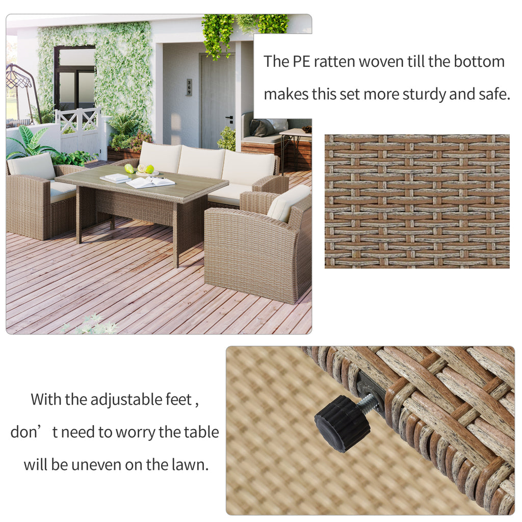 Beige 4-Piece Wicker Conversation Sofa Set O22893