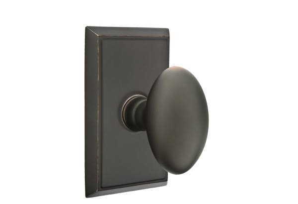 Oil Rubbed Bronze Passage Egg Knob with Rectangular Rose W331