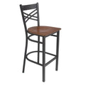 Black Cross Back Bar Height Chair with Antique Walnut Seat T311596