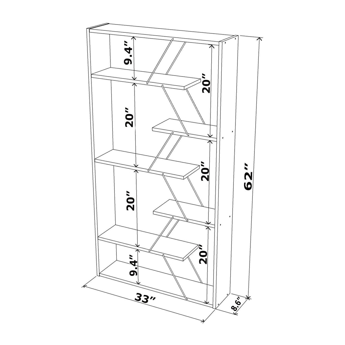 Chrome Bookcase with Adjustable Shelves O339