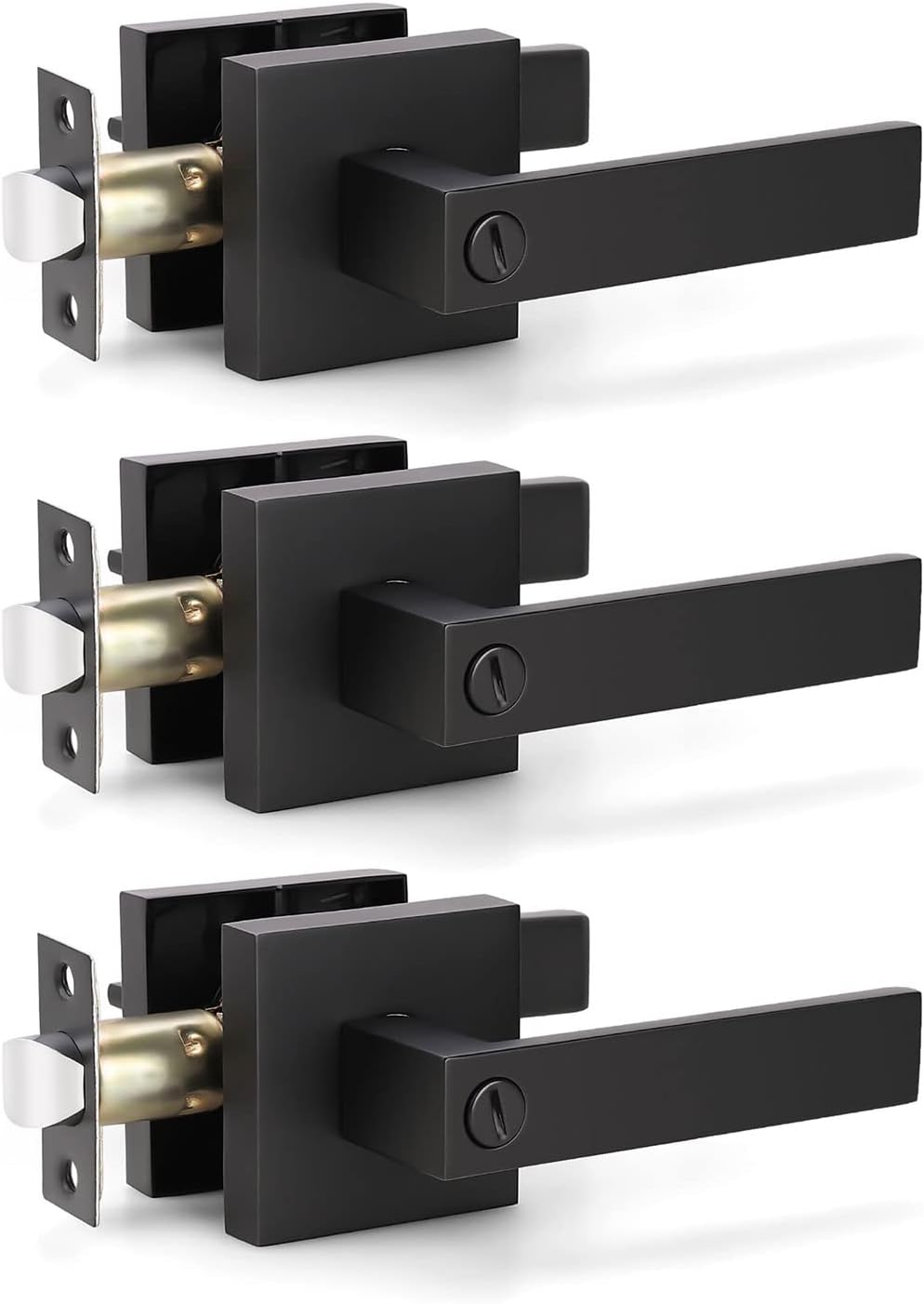 Matte Black Privacy Door Lever Handle, 8 Pack Q887