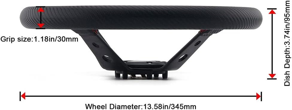 350mm Deep Dish 6 Bolt PU Carbon Fiber Racing Steering Wheel L12801