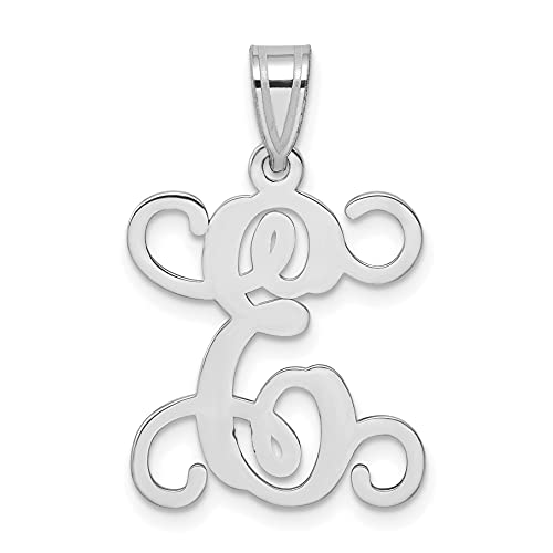 10K White Gold Initial Letter E Pendant H503