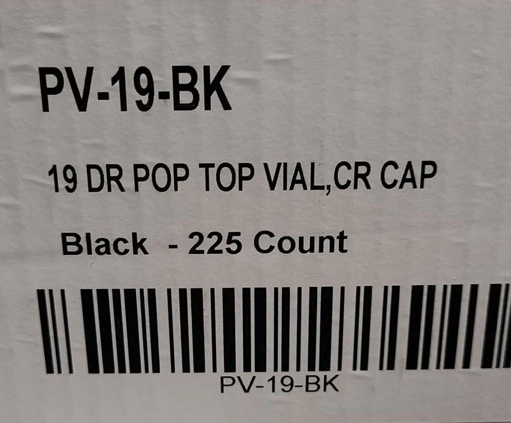 225 Pc Black Child Resistant Pop Top Vial E453486