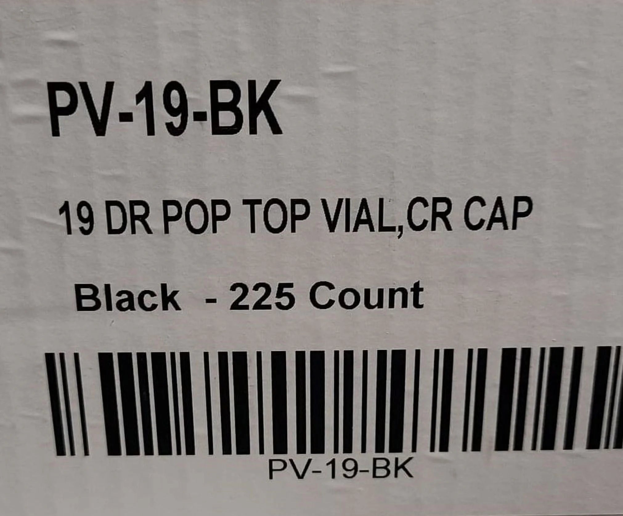 225 Pc Black Child Resistant Pop Top Vial E453486