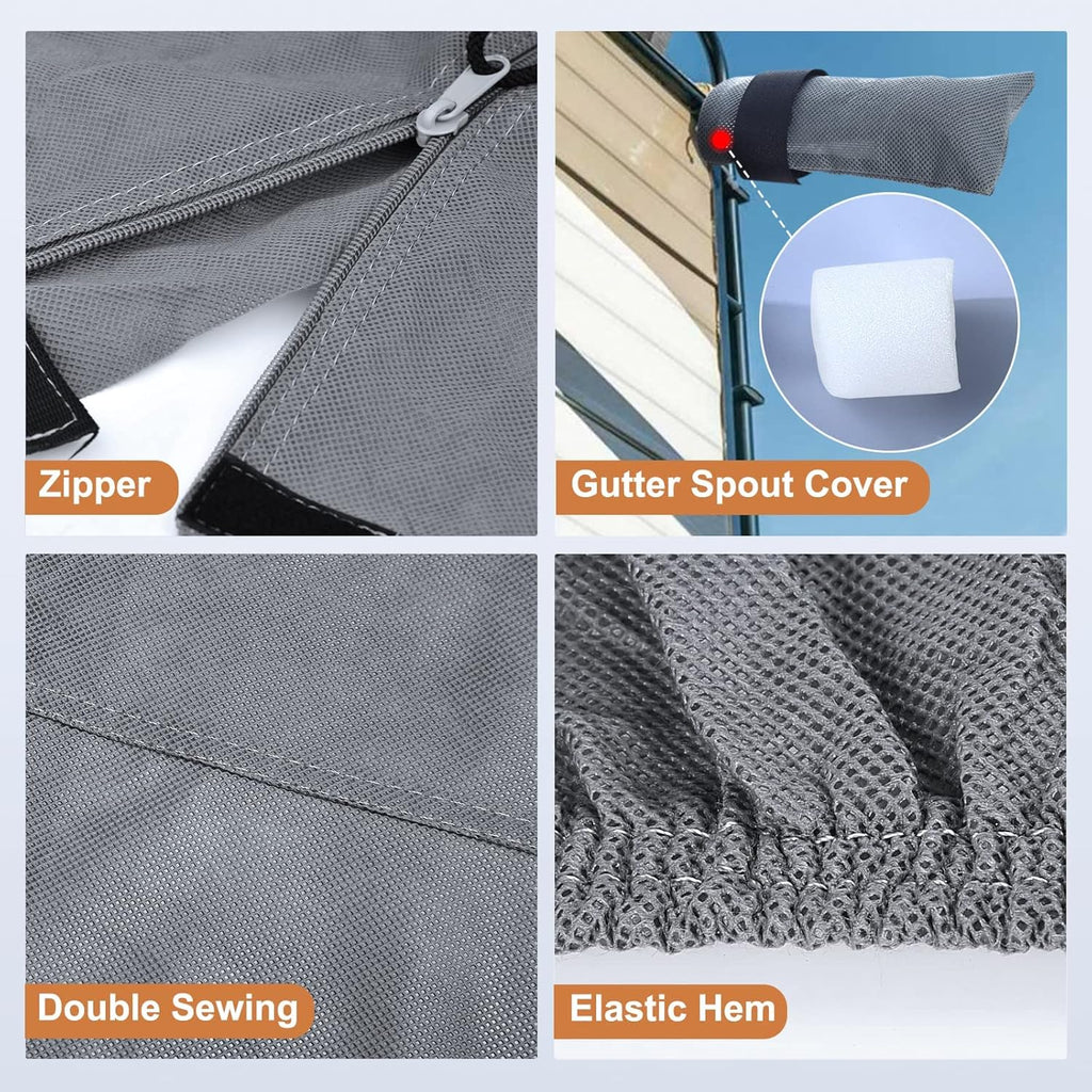 5 Layers Travel Trailer RV Cover Heavy Duty Camper Cover Anti-UV, Rip-Stop, Breathable with Tongue Jack Cover, 2Pcs Straps & Gutter Covers B64300