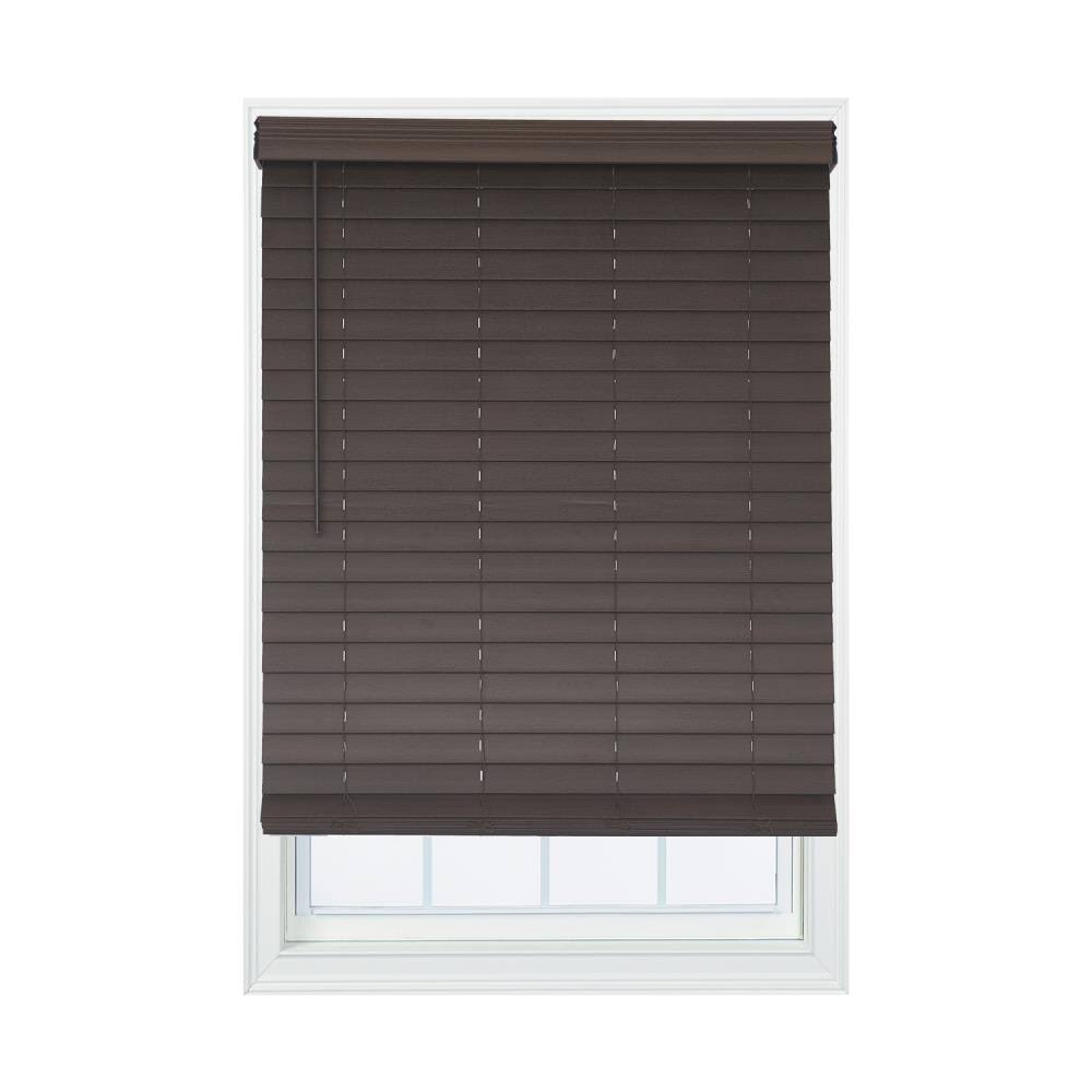 Cordless Brown Faux Wood Room Darkening Horizontal Blinds I468