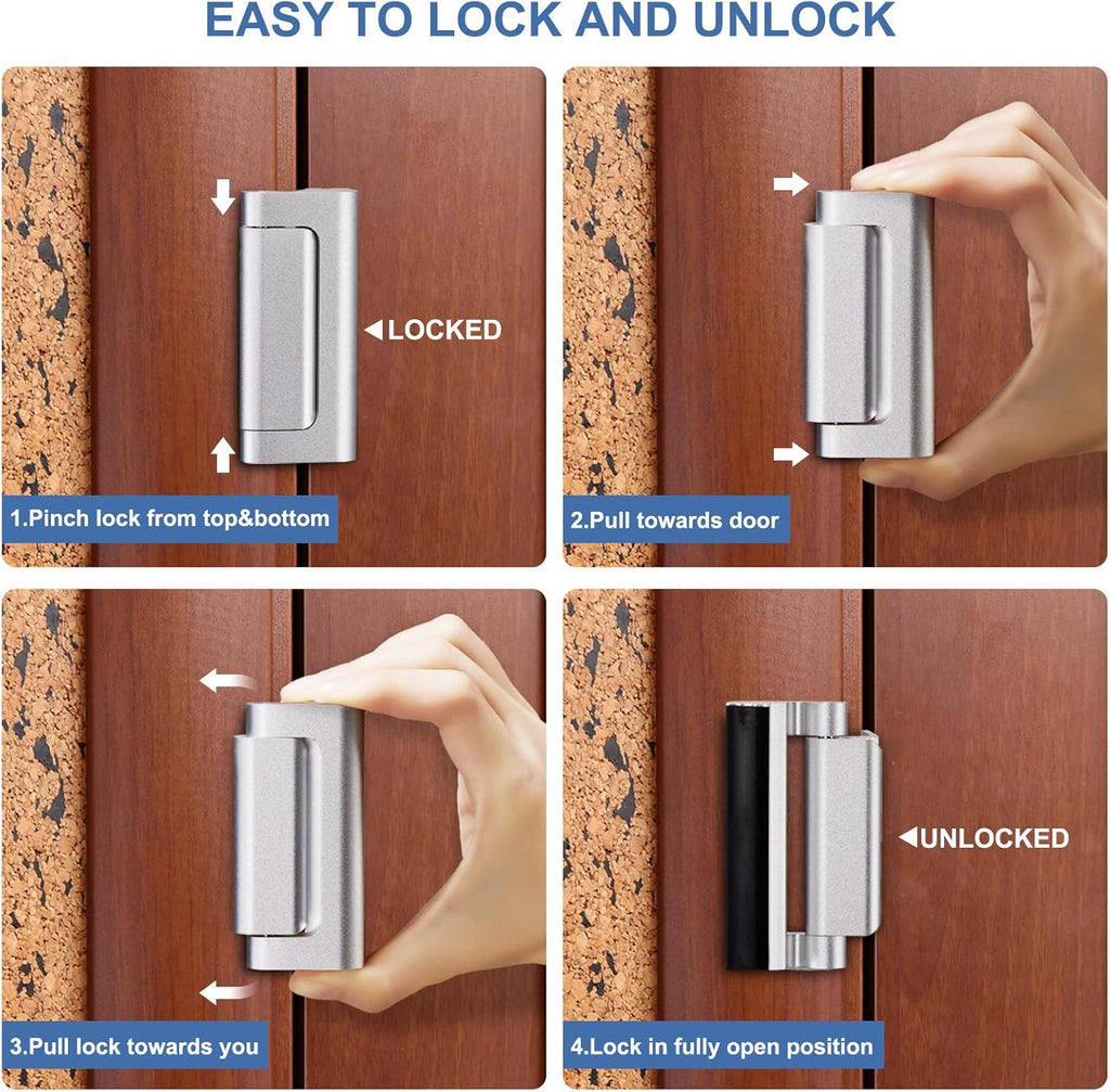 6 Pack Door Reinforcement Locks with 48 Screws, Aluminum Construction W3906