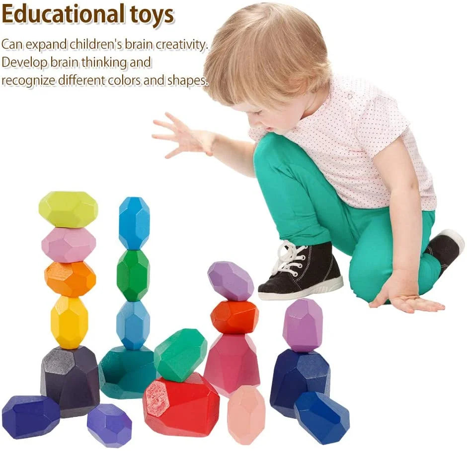 20PCS Wooden Balancing Stacking Stones Building Blocks Set E84363