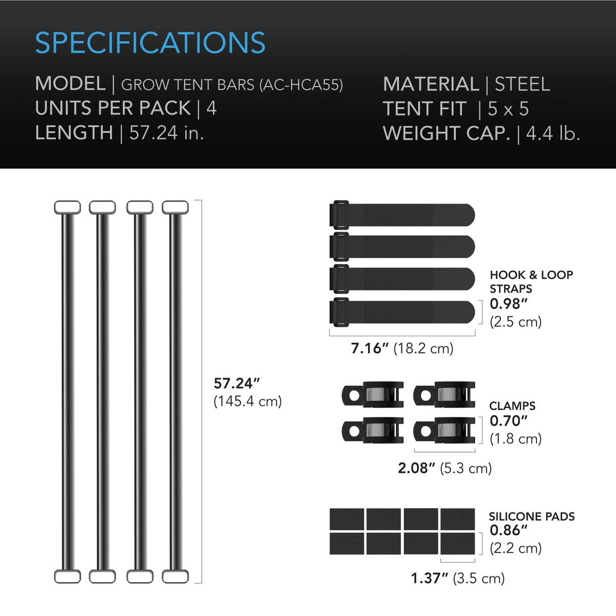 5x5' Steel Hanging Bars for Indoor Grow Tents E615175