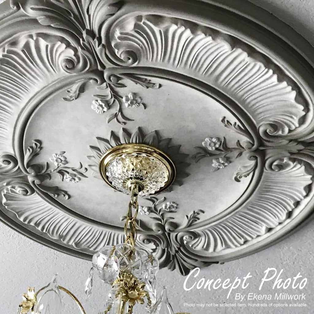 26 1/2x22OD x 3 5/8x22ID x 1 1/2x22P Hand-Painted Pearl White Ceiling Medallion Y3756