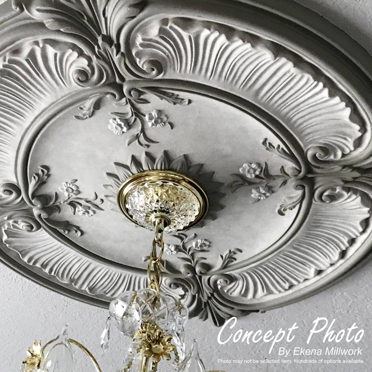 26 1/2x22OD x 3 5/8x22ID x 1 1/2x22P Hand-Painted Pearl White Ceiling Medallion Y3756