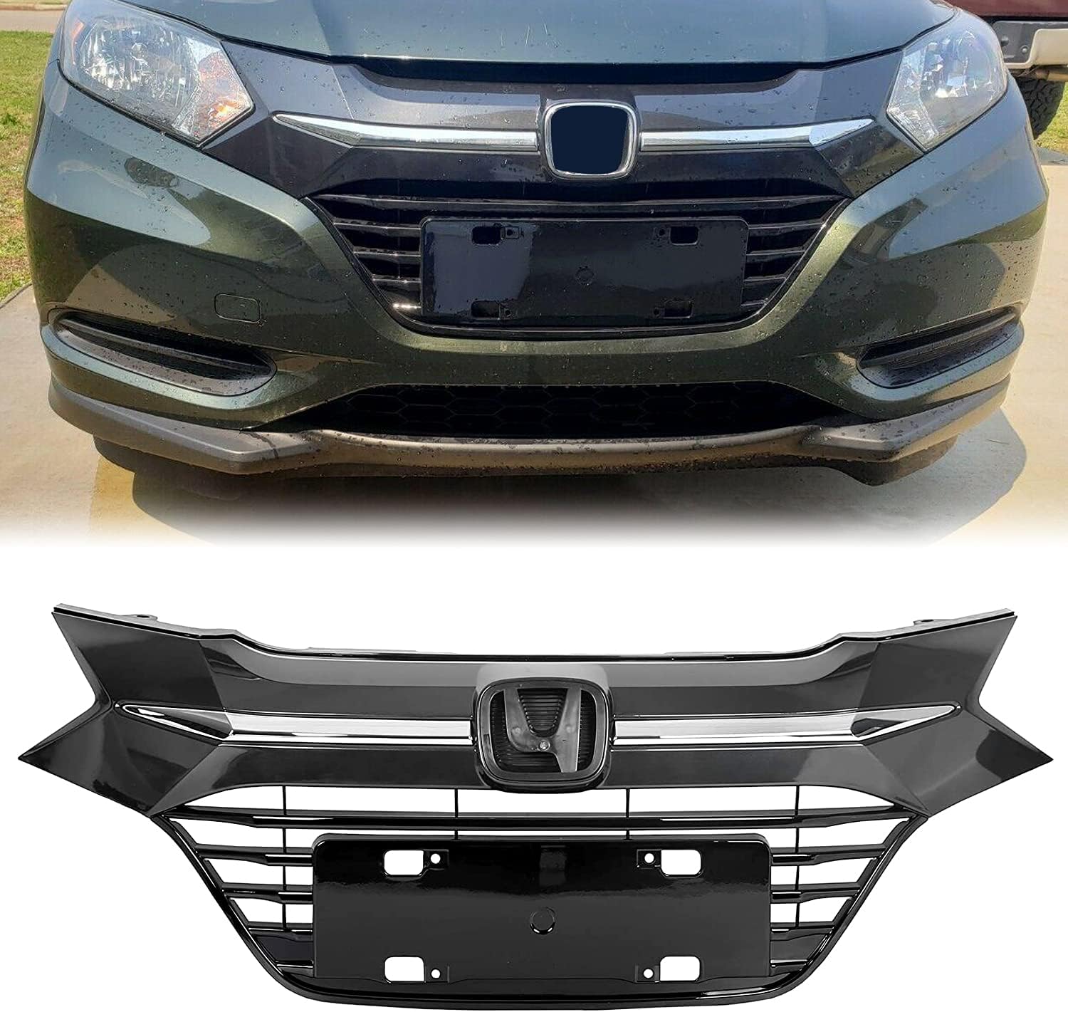 Chrome Glossy Black Front Upper Bumper Grille Assembly I36067