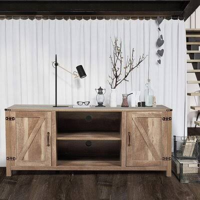 Wooden TV Stand with Barn Door Media Console Storage Cabinet Z2972