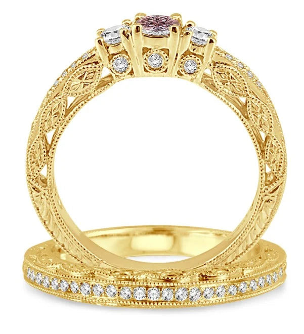Antique Milgrain Bridal Set on 10k Yellow Gold A116177