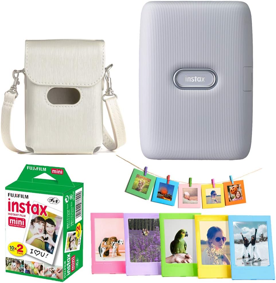 Ash White Instant Film Printer Bundle with 20 Sheets and Protective Case T4764