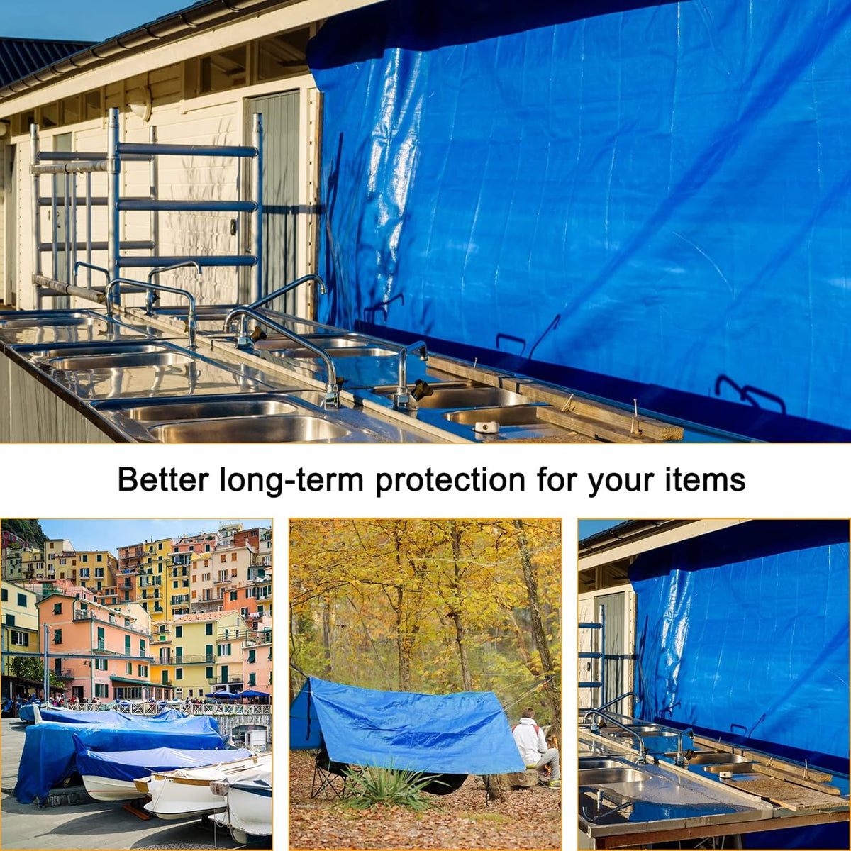 Blue 20x30 Heavy Duty Waterproof Tarpaulin with Metal Grommets W8421