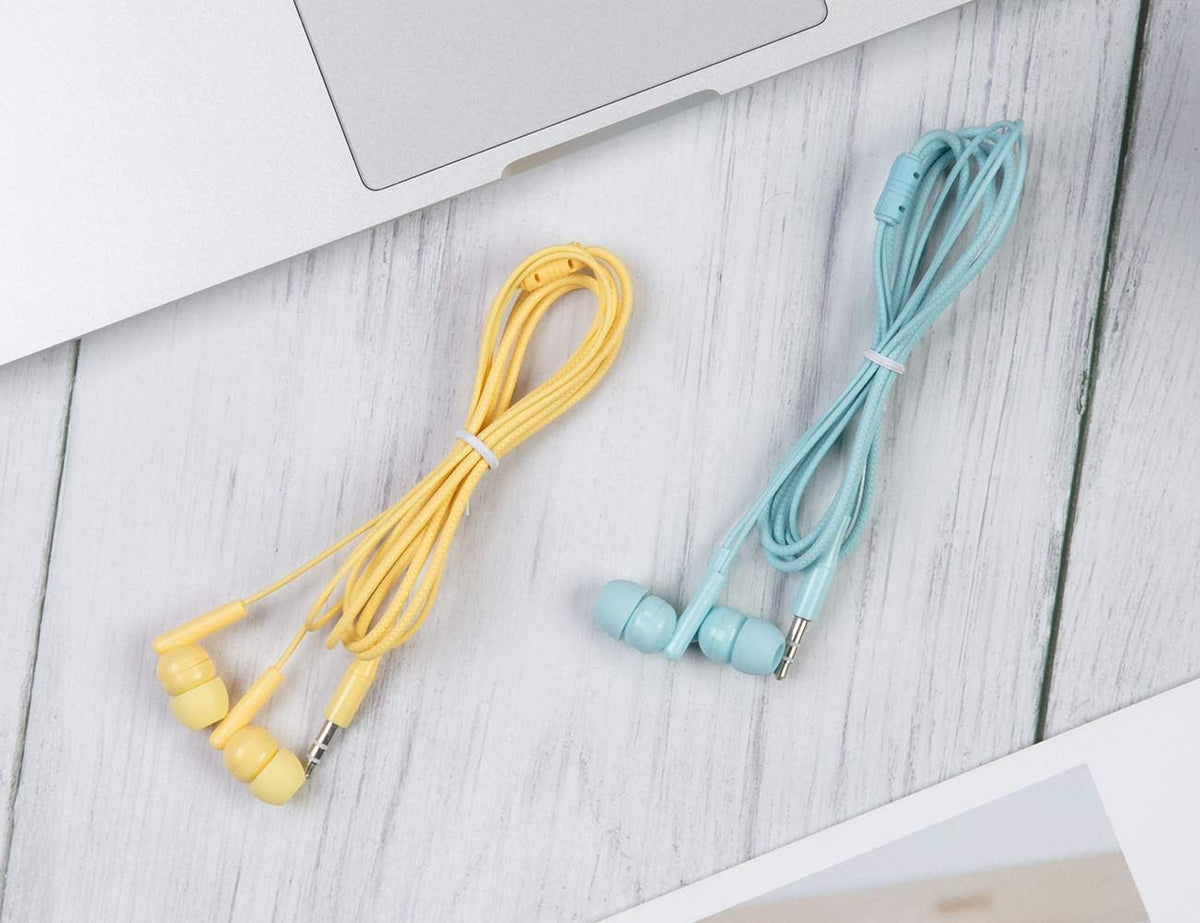 100 Packs Bulk Earbuds Headphones Individually Wrapped in 6 Colors K911