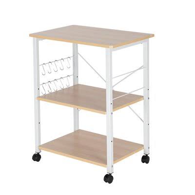 Oak/White Microwave Storage Kitchen Cart T134719