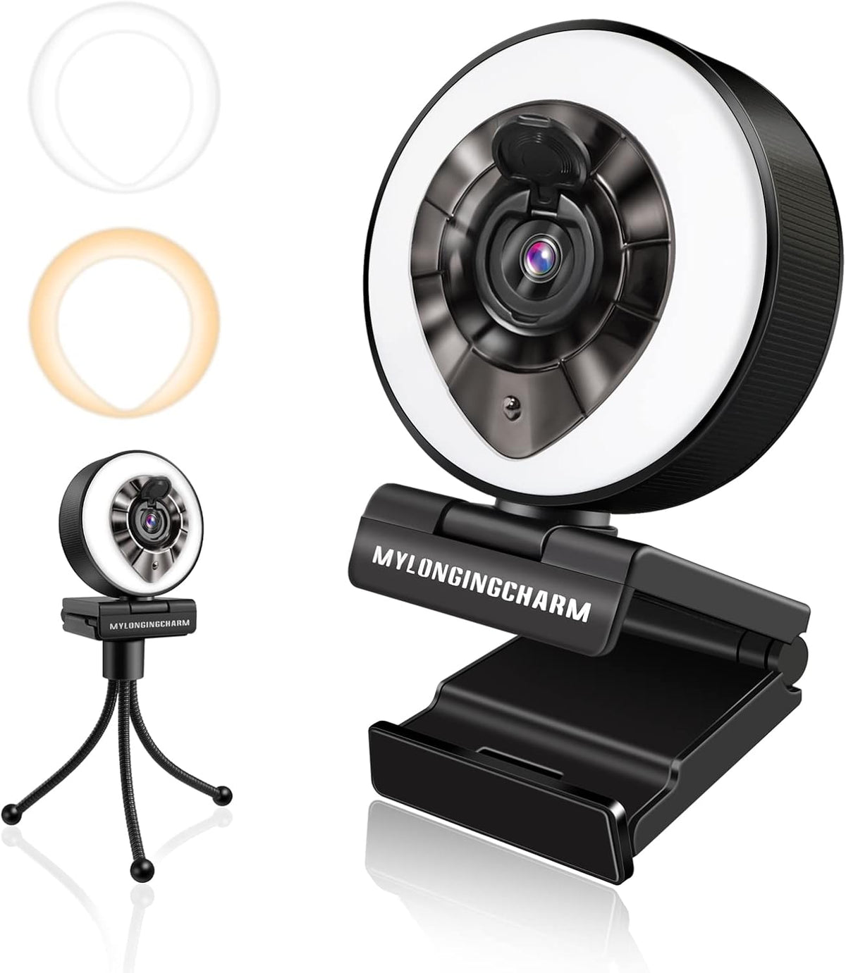 1080P Auto-Focus Webcam with Ring Light and Microphone E827