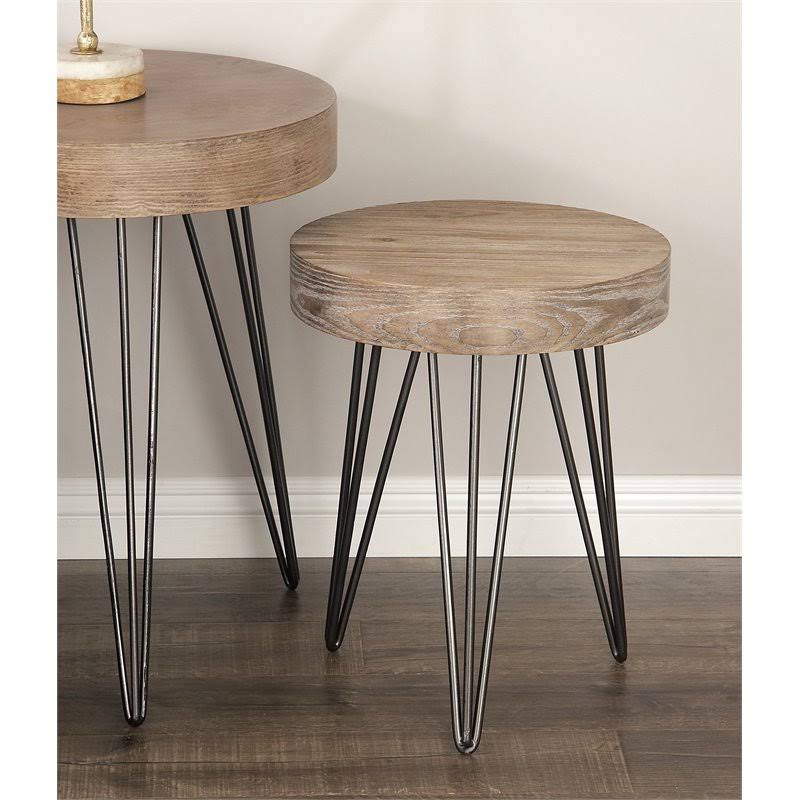 Brown Wood and Metal Accent Table V8323