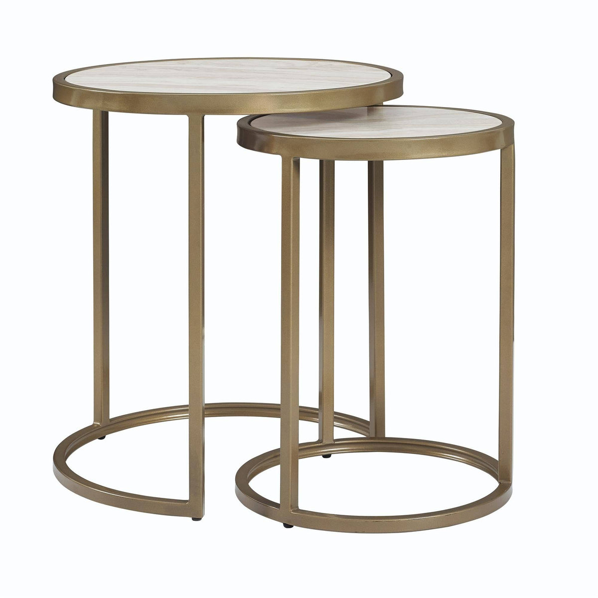 2 Piece Marble Top Nesting End Table Set B289510