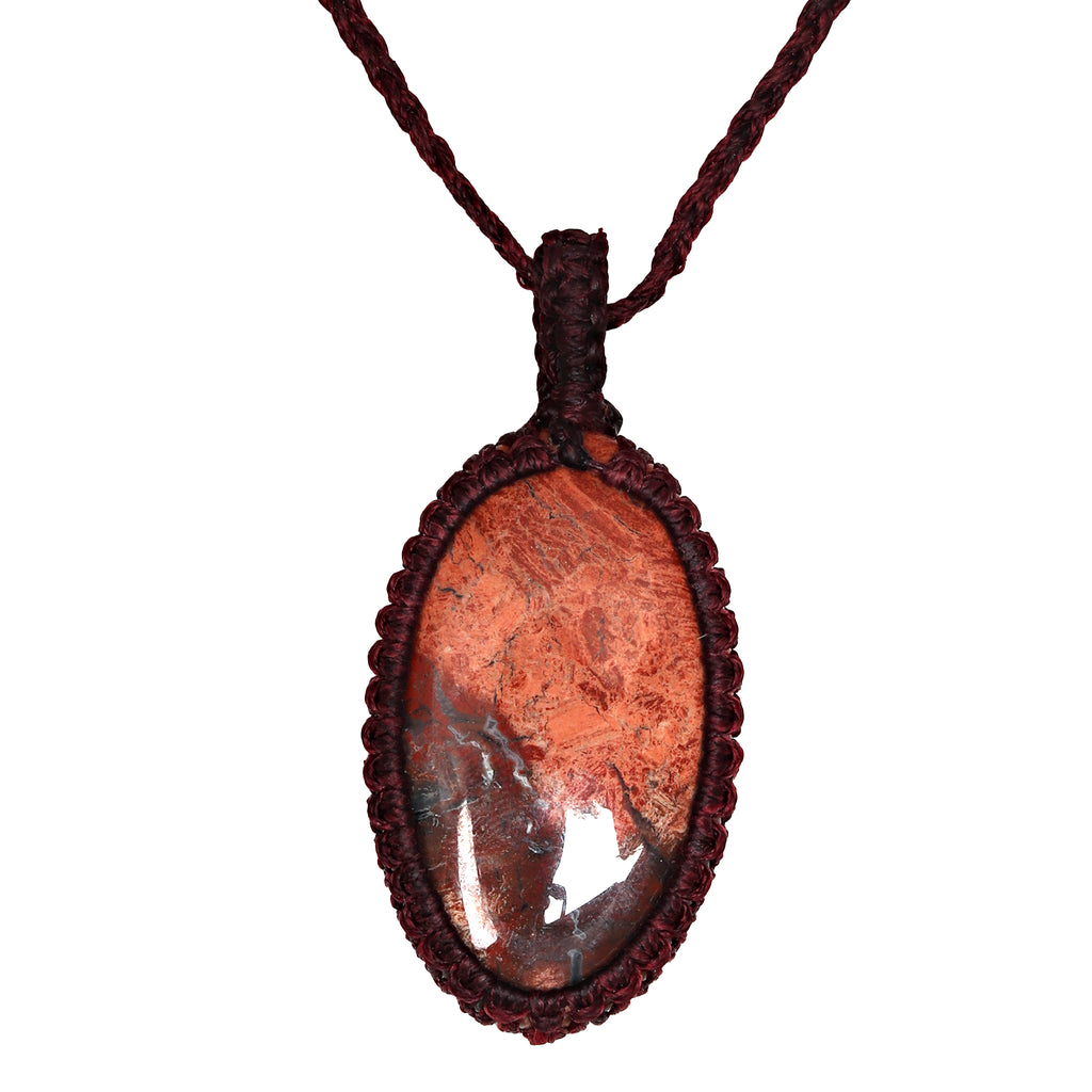 Macrame Picture Jasper Pendant Necklace X7668
