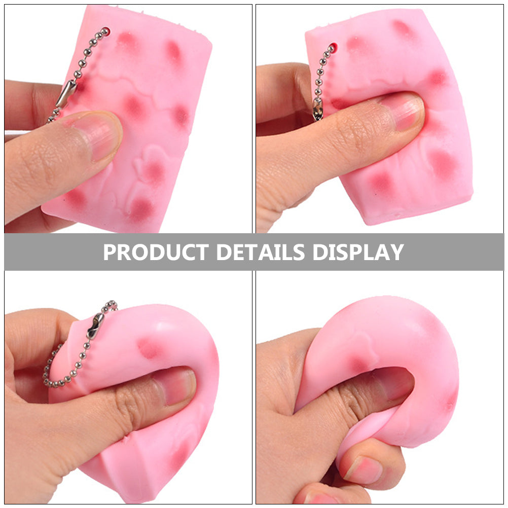 3 Pcs Squeeze Tofu Toy Cartoon Miniature Key Hanging Decor N829700