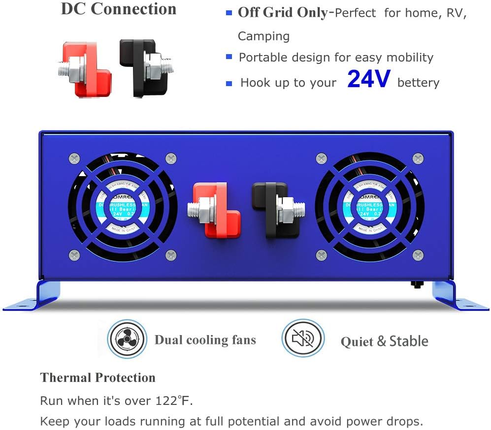 2000W Pure Sine Wave Power Inverter 24V DC to AC 120V with Remote Switch Z87595