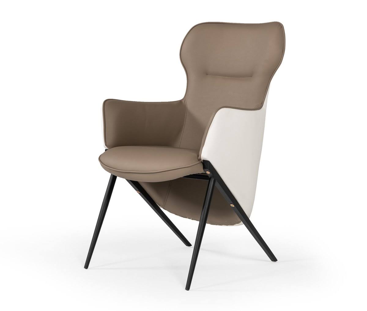 Modern White & Brown Bonded Leather Accent Chair E20647