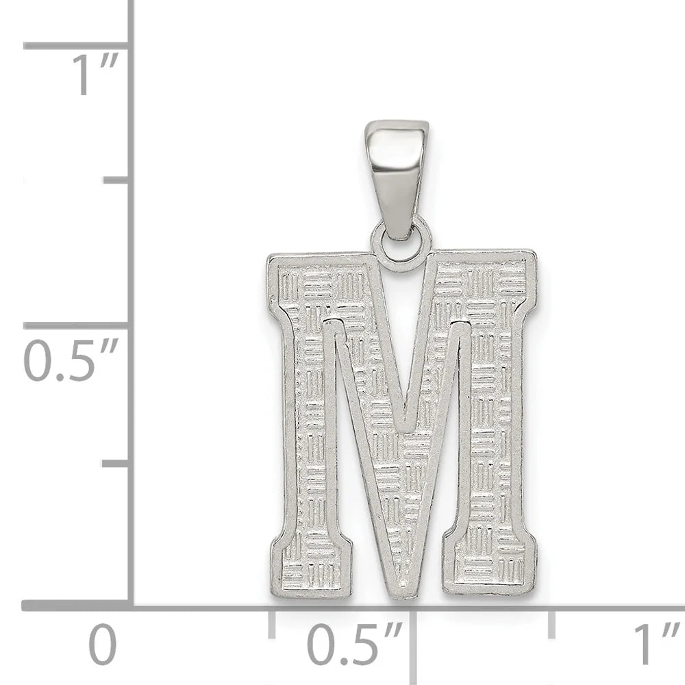 Sterling Silver Letter M Initial Charm Pendant with Rope Chain Necklace 16'' F157948