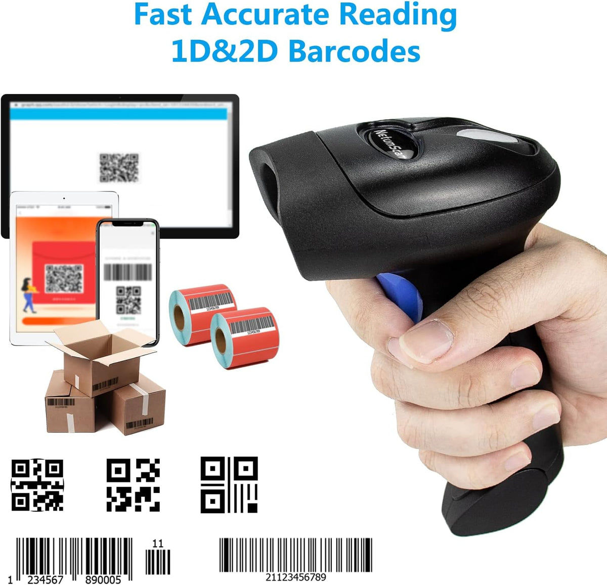 2D Wireless USB Barcode Scanner, Pack of 2 K1383