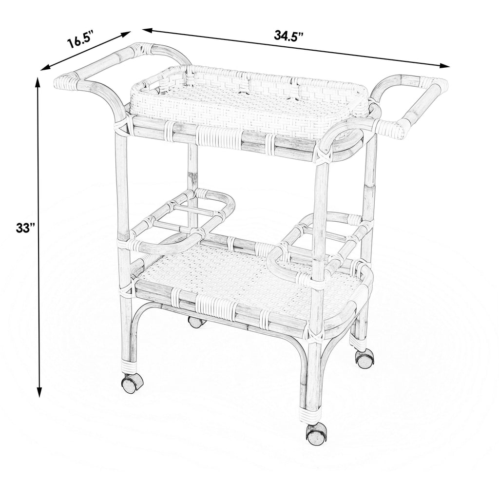 Grey & White Rattan Bar Cart Z8547