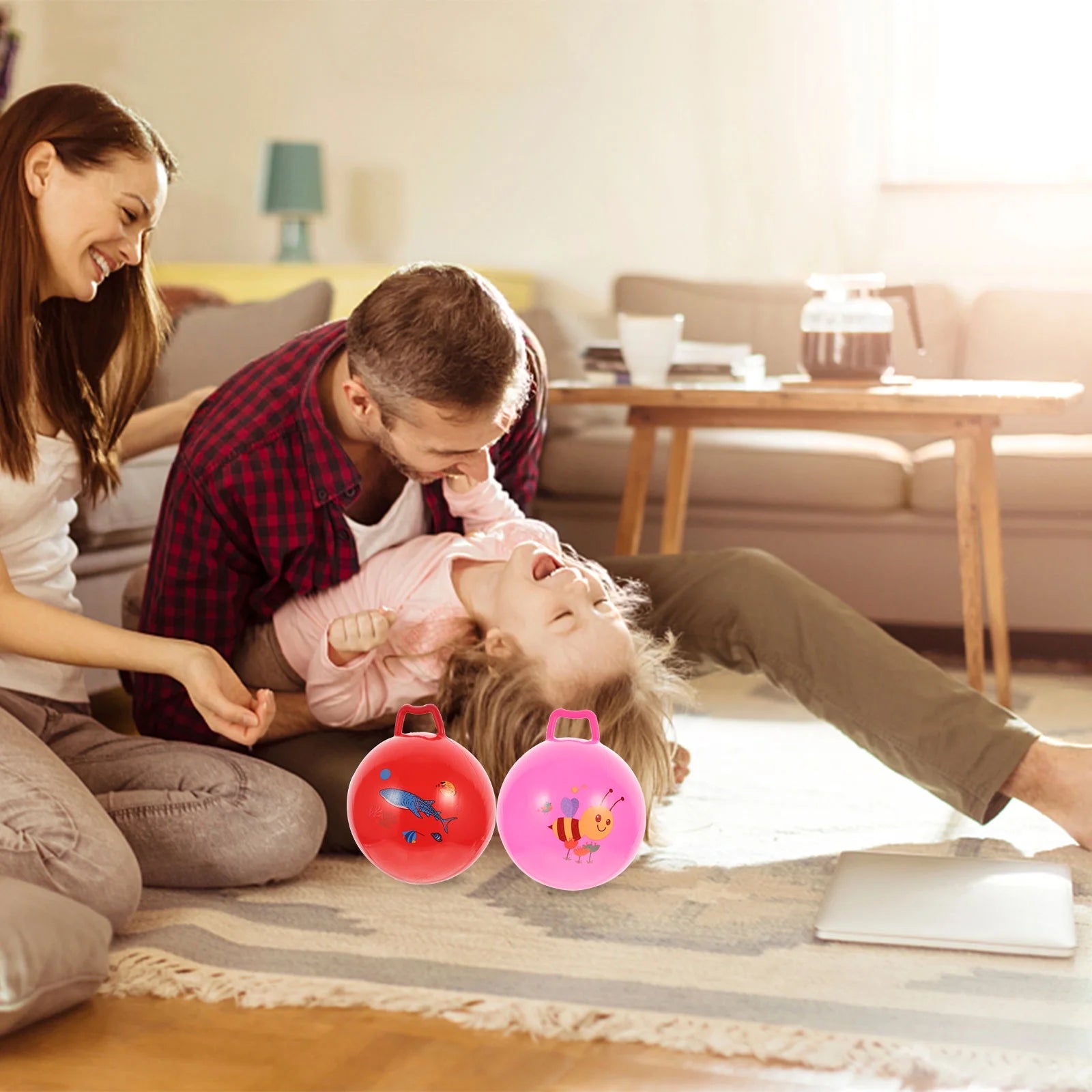 3Pcs Inflatable Hopper Balls with Handle J492387