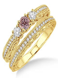 Antique Milgrain Bridal Set on 10k Yellow Gold A116177