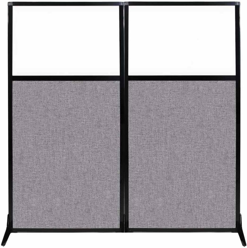 Portable Free Standing Privacy Screen with Black Fabric Panels Q9377