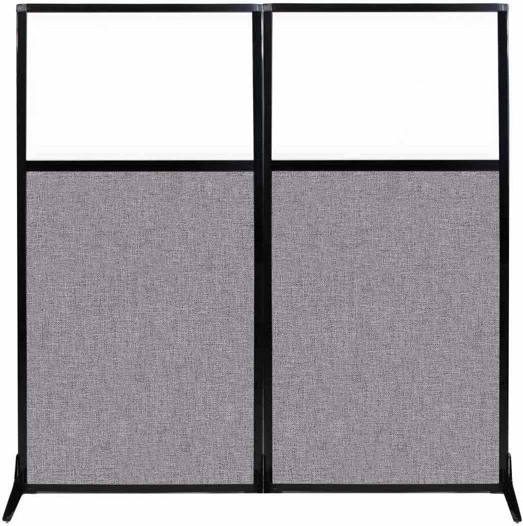 Portable Free Standing Privacy Screen with Black Fabric Panels Q9377