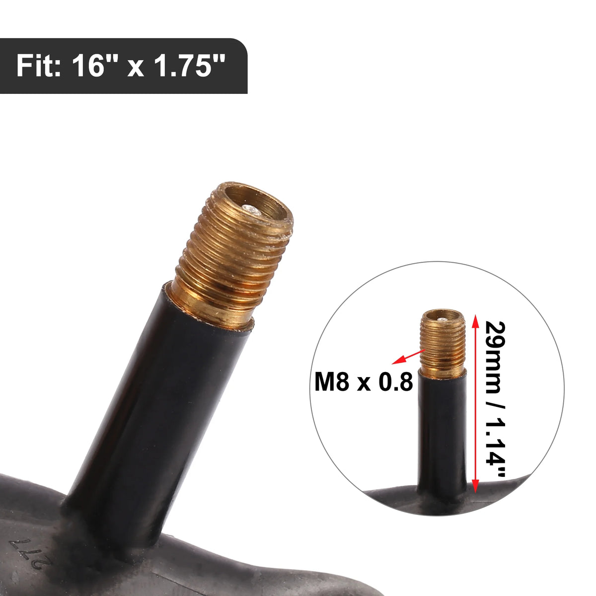 3 Pcs 16 inch Bike Inner Tube Rubber 29mm Long Straight Valve R429