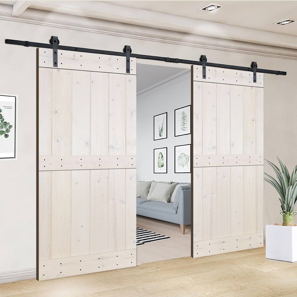 Paneled Wood Double Barn Door Set of 2 R516229