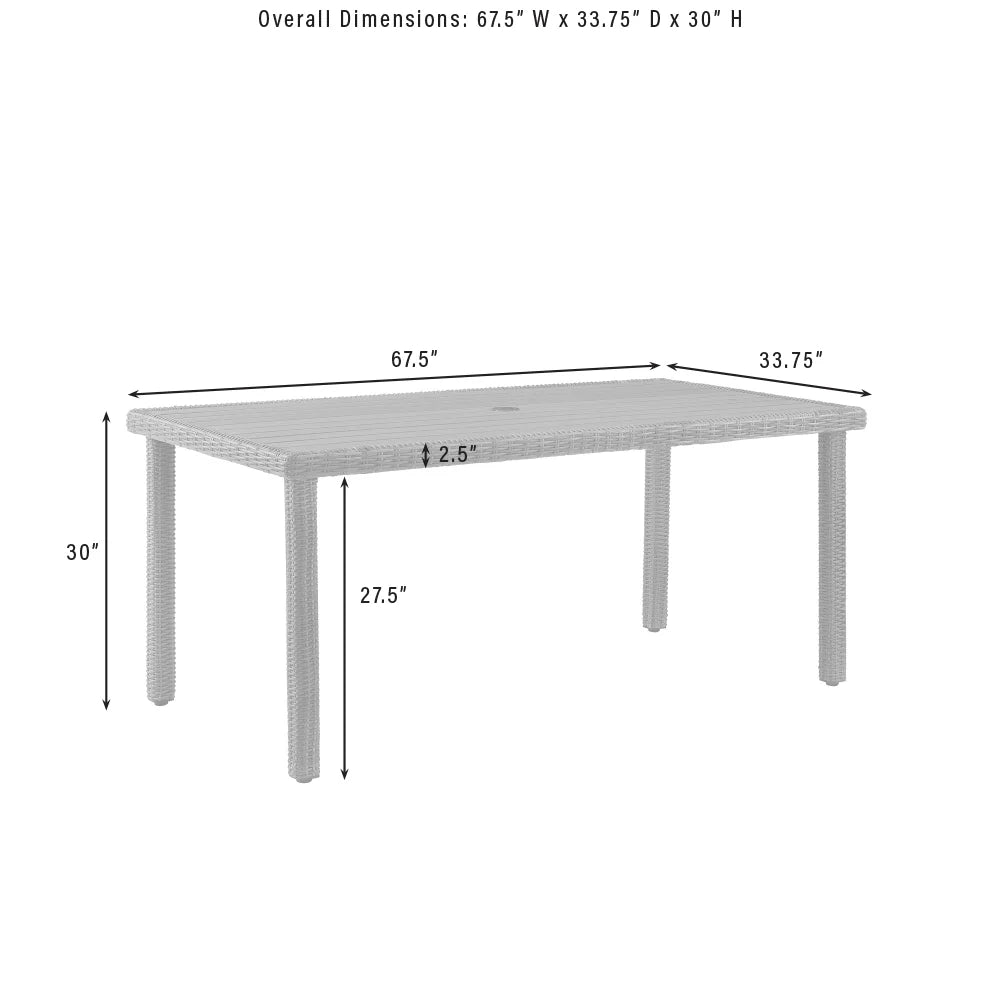 Wicker 6-Person Outdoor Dining Table with Umbrella Hole T502