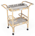 Grey & White Rattan Bar Cart Z8547