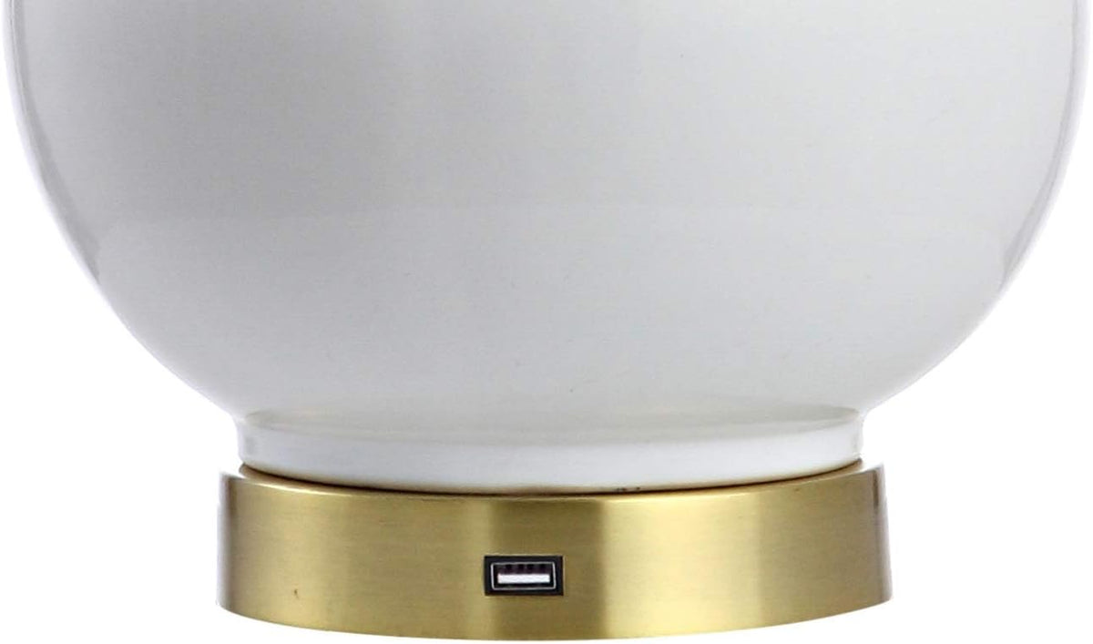 White/Brass Gold Ceramic/Iron LED Lamp Q54001
