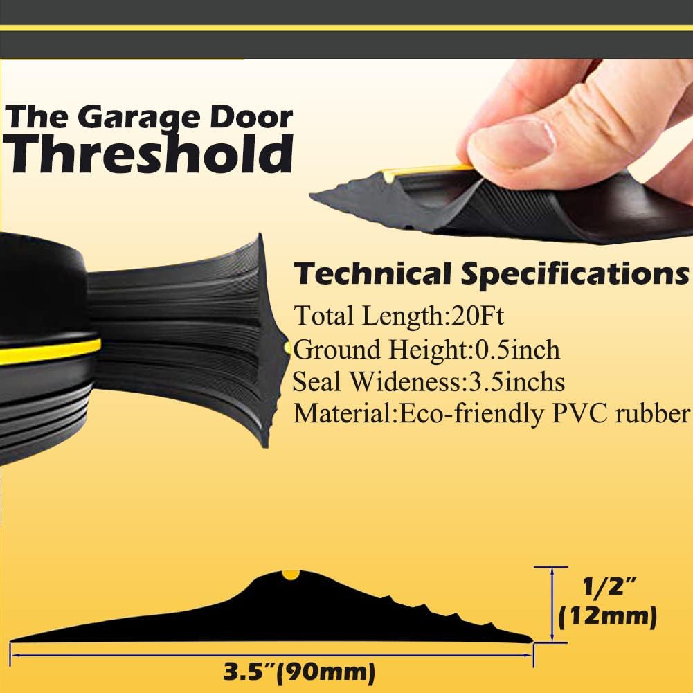 20Ft Rubber Garage Door Threshold Seal Weather Stripping Y567778