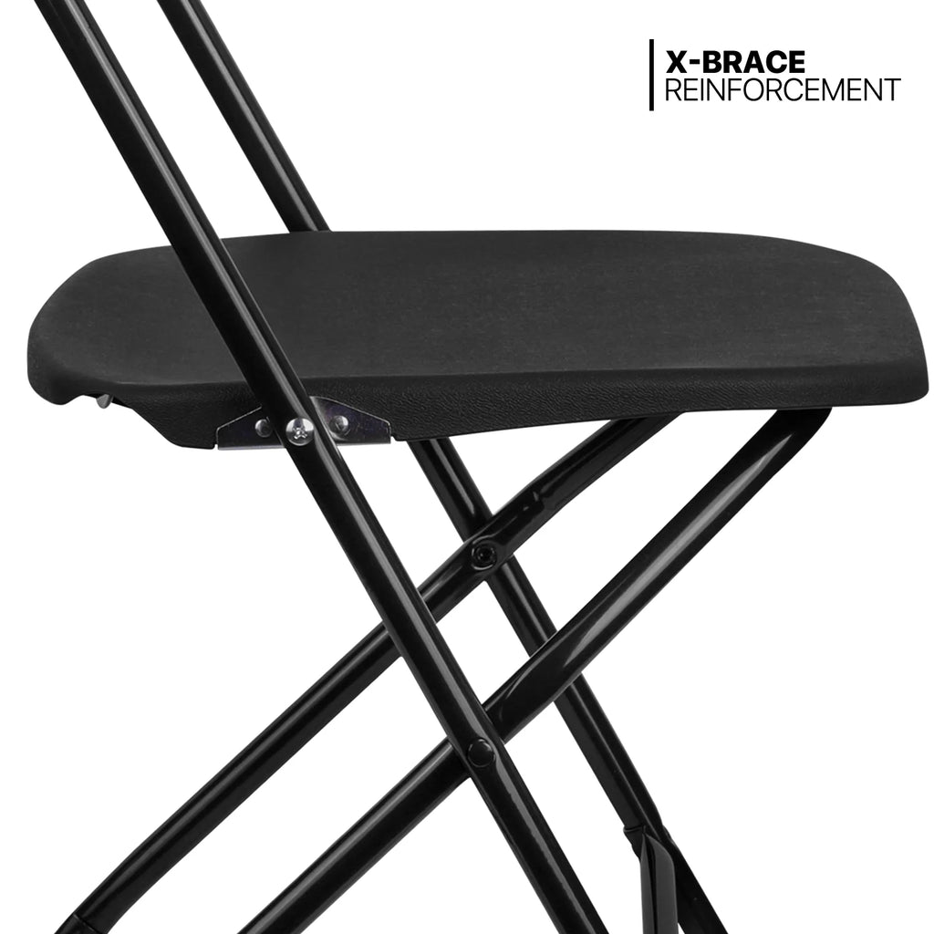 11 Pieces 8 Ft Heavy Duty Folding Utility Table and Chair Set with Handle, White/Black D683216