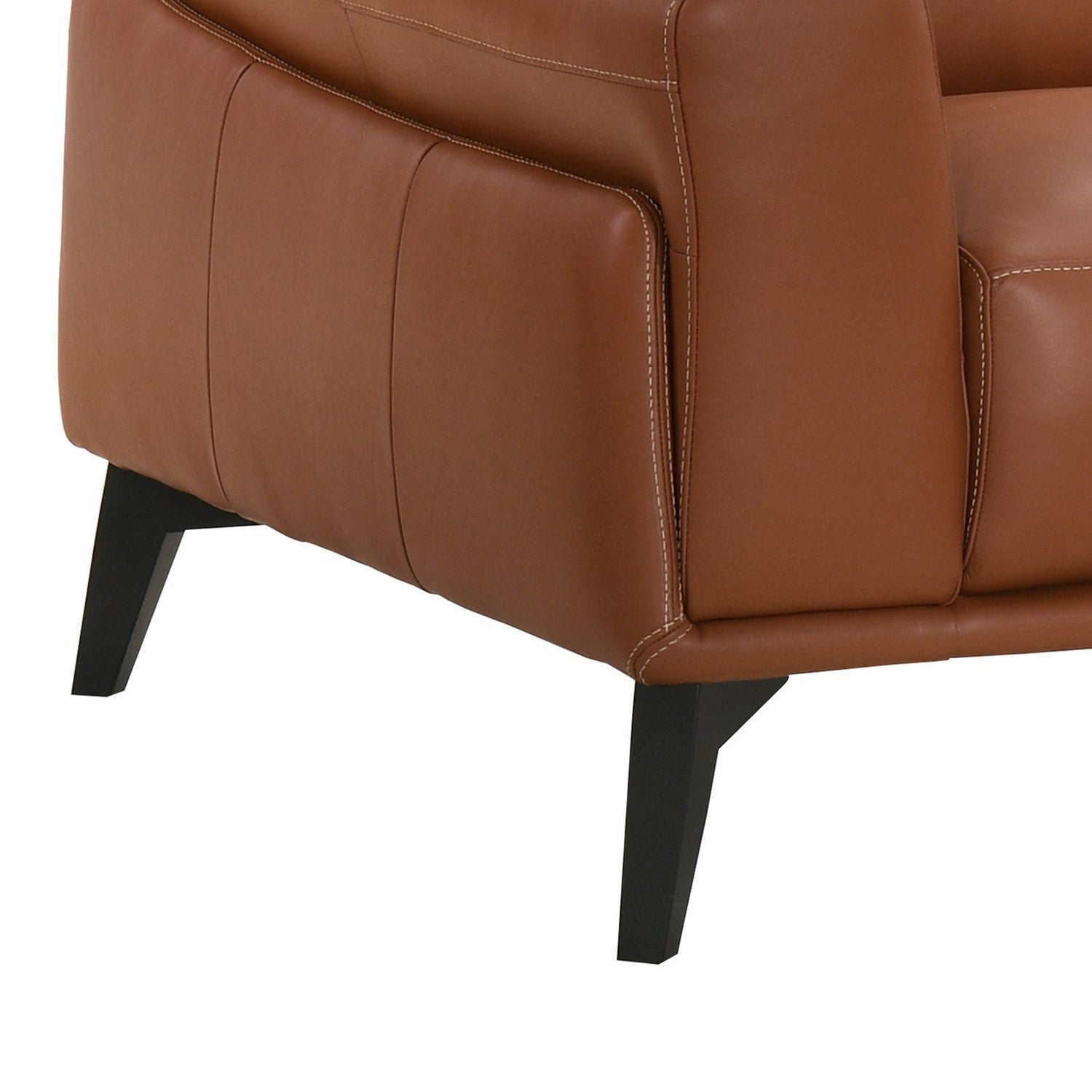 Pink Leather Upholstered Sofa with Track Arms and Contrast Stitching J65167